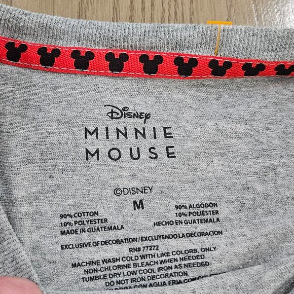 Disney Minnie Mouse Tee Shirt Heather Gray w/Minnie in Red Size M Cotton/Poly - Picture 3 of 11